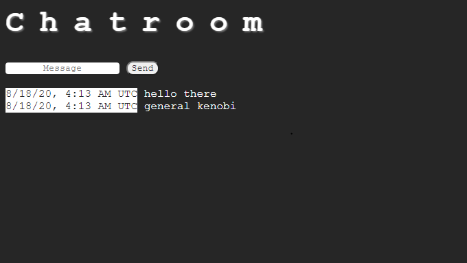 A chatroom designed to be used in an online game called "Werewolf"
