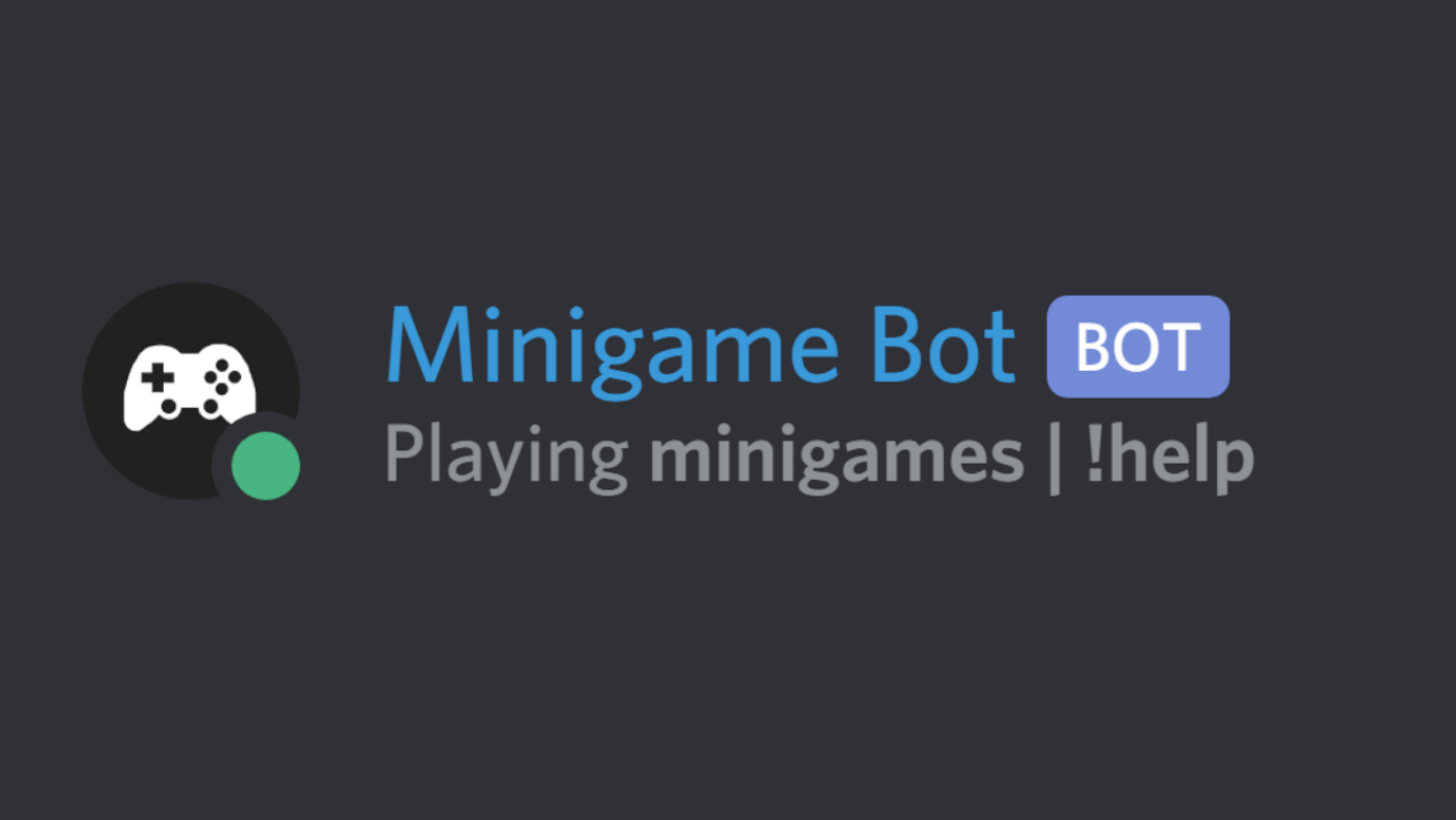A screenshot of the Minigame Bot in from a Discord server.